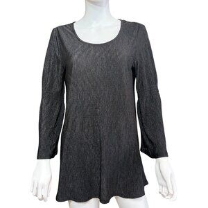 Cable & Gauge Womens Long Sleeve Black Textured Tunic Top Size Large Polyester